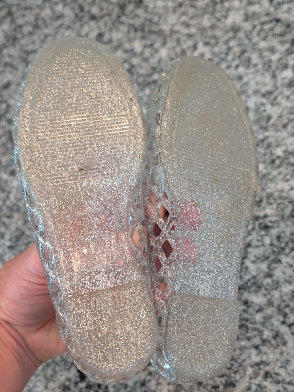 Old Navy Silver Glitter Clear Jelly Flats - Picture 4 of 5